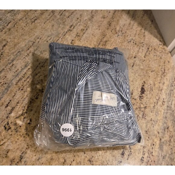 Women Sz 8 Short Sleeve Denim Shorts Romper Universal Thread Blue Stripe Hickory - Picture 10 of 10